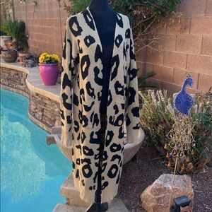 Leopard Print Long Cardigan Duster